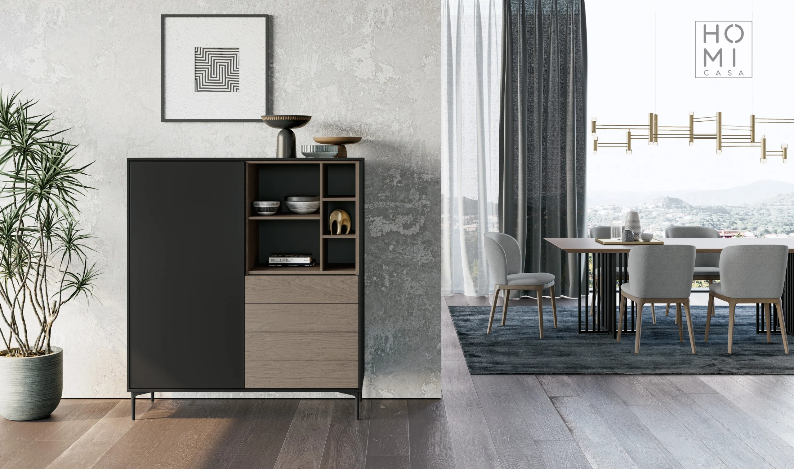 Credenza moderna con ante dal taglio obliquo - immagine 4