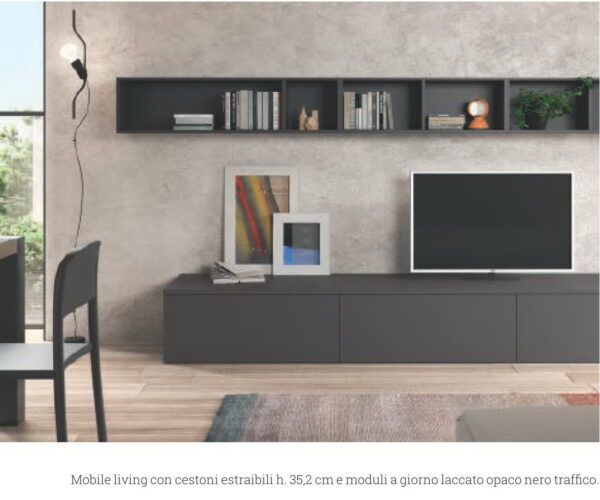 Erika 01 cucina lineare con living in laminato colore ombra - immagine 5