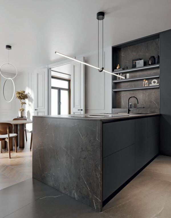 Essenziale 01 cucina moderna con i profili gola e le maniglie integrate - immagine 8