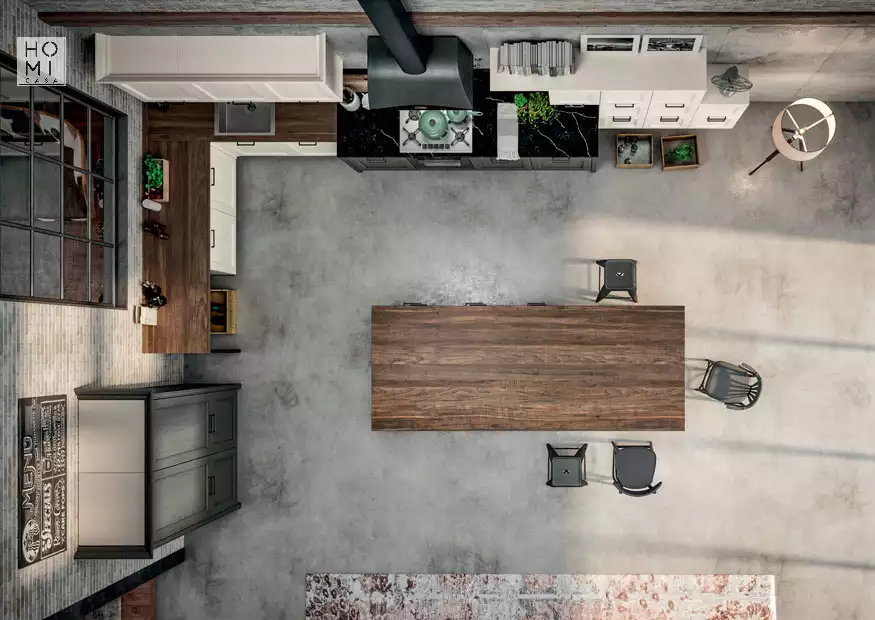 Village 01 cucina classica in legno di Frassino decapè anta telaio con maniglia - immagine 7