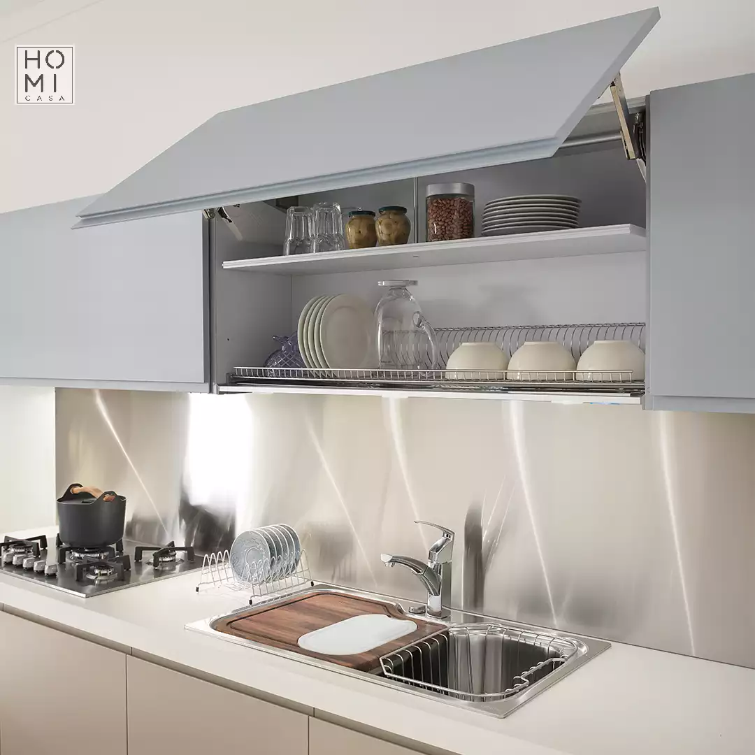 Cucina moderna con isola contraddistinta da ante Laccate Corda. Piano top in Gres Materica Onice Bianco - immagine 4