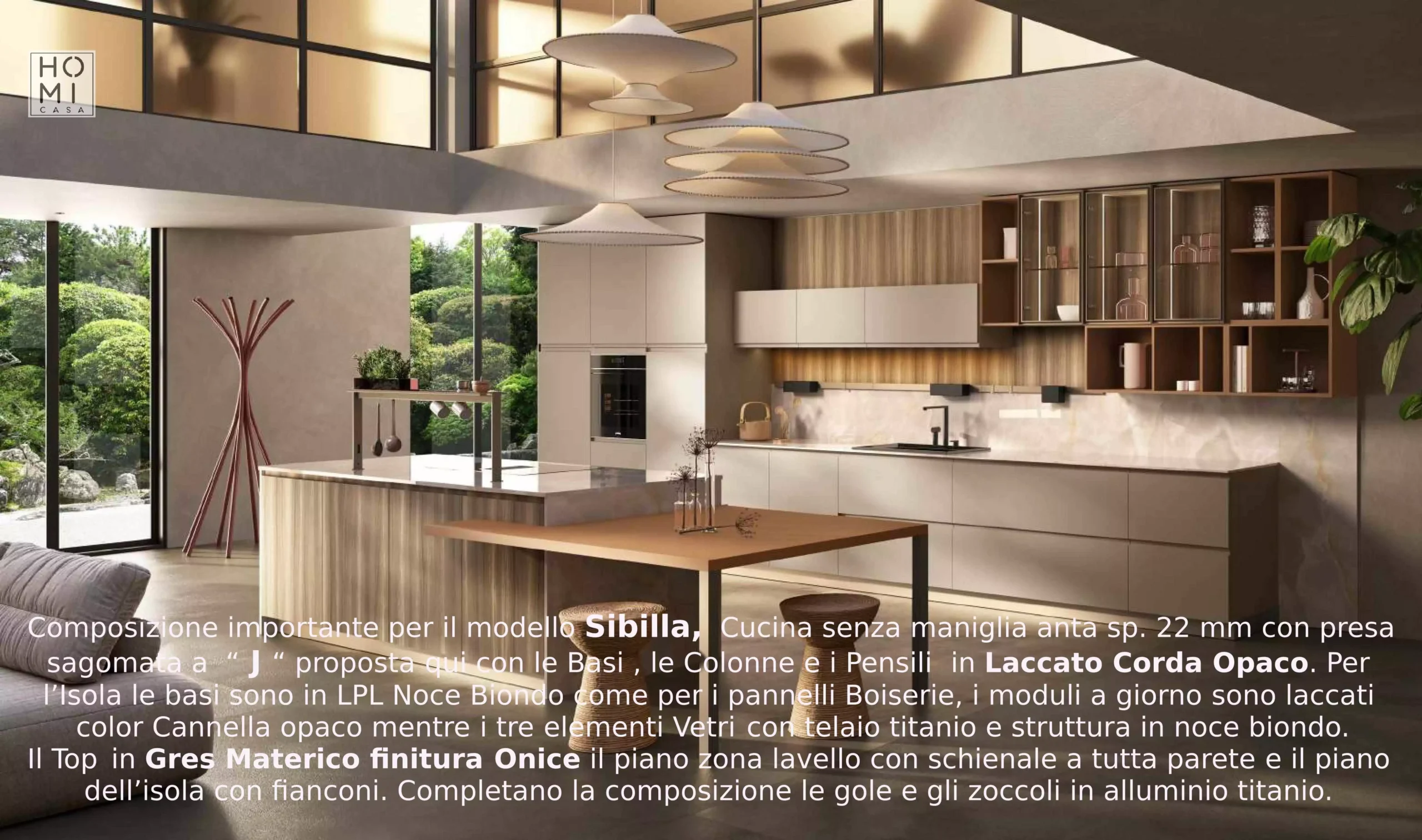 Cucina moderna con isola contraddistinta da ante Laccate Corda. Piano top in Gres Materica Onice Bianco - immagine 3