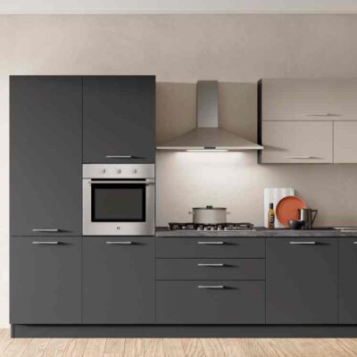 Cucina moderna per seconda casa o appartamento in affitto di metri  3.60 diversi colori e materiali