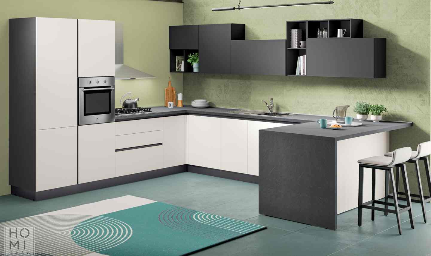 Cucina moderna per seconda casa o appartamento in affitto di metri 3.60 diversi colori e materiali - immagine 6