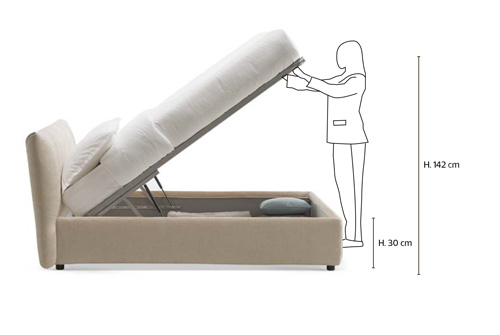Letto imbottito con contenitore matrimoniale SAKURA di Rosini Night in promozione e in pronta consegna - immagine 13